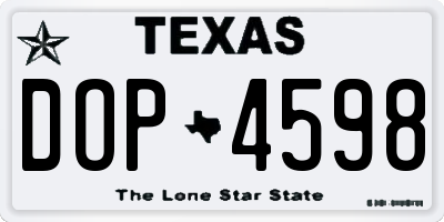 TX license plate DOP4598