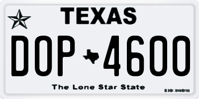 TX license plate DOP4600