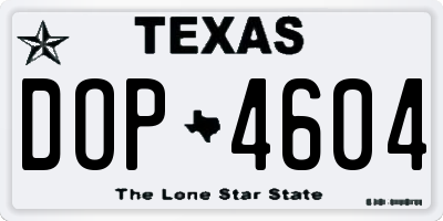 TX license plate DOP4604