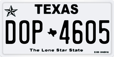 TX license plate DOP4605
