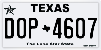TX license plate DOP4607