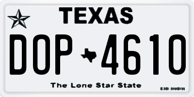 TX license plate DOP4610