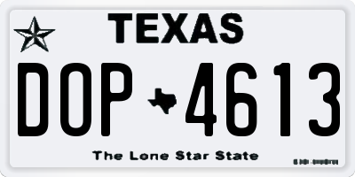 TX license plate DOP4613