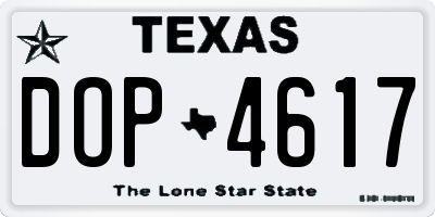TX license plate DOP4617