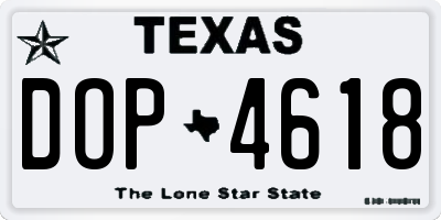 TX license plate DOP4618