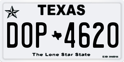 TX license plate DOP4620