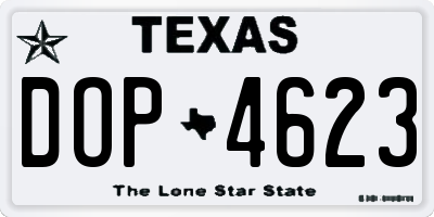 TX license plate DOP4623