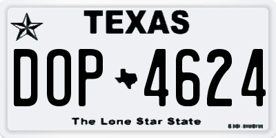 TX license plate DOP4624