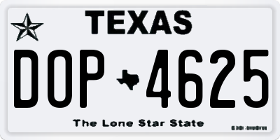 TX license plate DOP4625