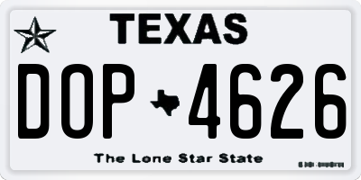 TX license plate DOP4626