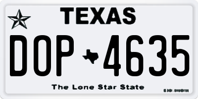 TX license plate DOP4635