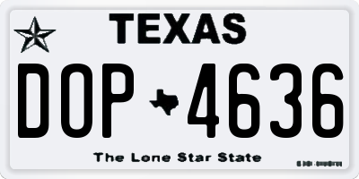 TX license plate DOP4636