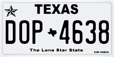 TX license plate DOP4638