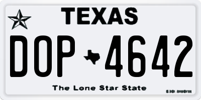 TX license plate DOP4642