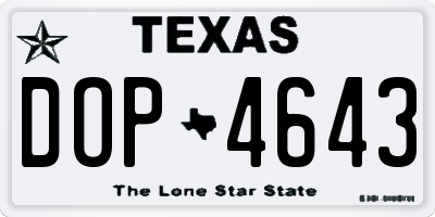 TX license plate DOP4643