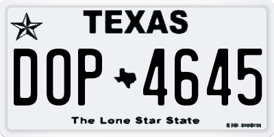 TX license plate DOP4645