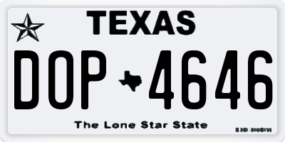 TX license plate DOP4646