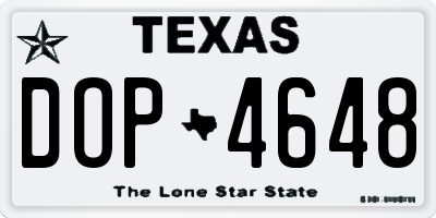 TX license plate DOP4648