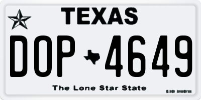 TX license plate DOP4649
