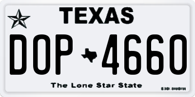 TX license plate DOP4660