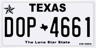TX license plate DOP4661