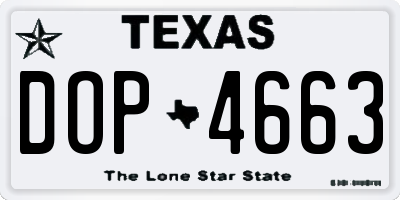 TX license plate DOP4663