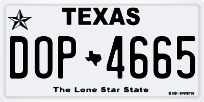 TX license plate DOP4665