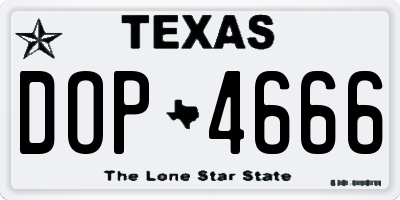 TX license plate DOP4666
