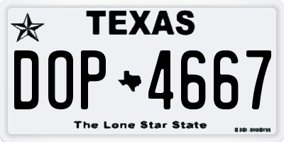 TX license plate DOP4667