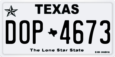 TX license plate DOP4673