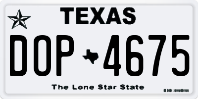 TX license plate DOP4675