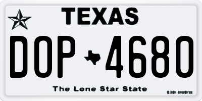TX license plate DOP4680