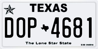 TX license plate DOP4681