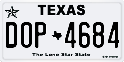 TX license plate DOP4684