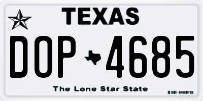 TX license plate DOP4685