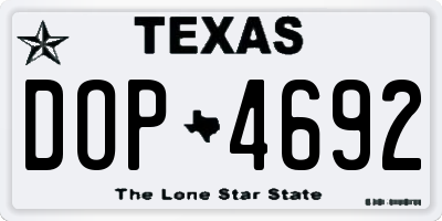 TX license plate DOP4692