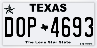 TX license plate DOP4693