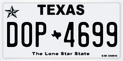 TX license plate DOP4699