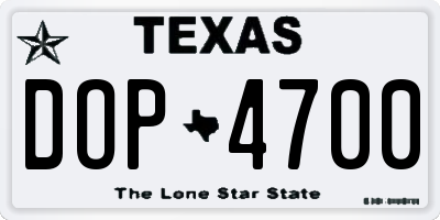 TX license plate DOP4700