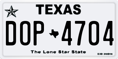 TX license plate DOP4704