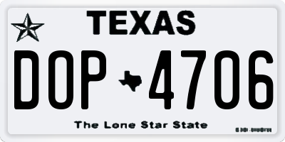 TX license plate DOP4706