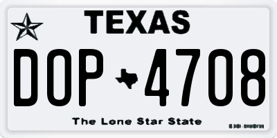 TX license plate DOP4708