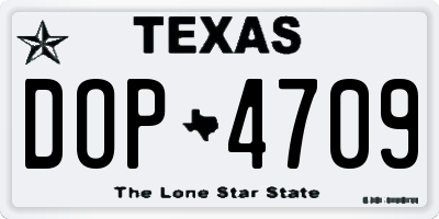 TX license plate DOP4709