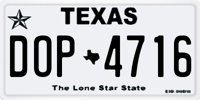 TX license plate DOP4716