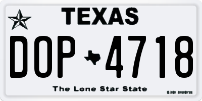 TX license plate DOP4718