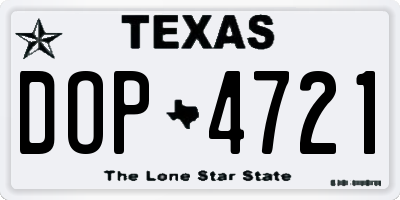 TX license plate DOP4721