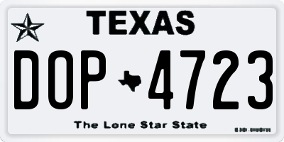 TX license plate DOP4723