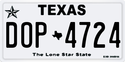TX license plate DOP4724
