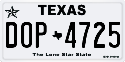 TX license plate DOP4725