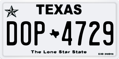 TX license plate DOP4729